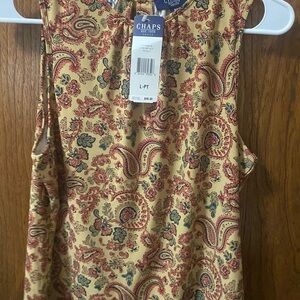 Chaps Women's Sleeveless Paisley Blouse - Cream and Red